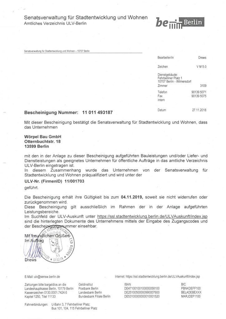 zum Vergrößern Klicken ulv Bescheinigung